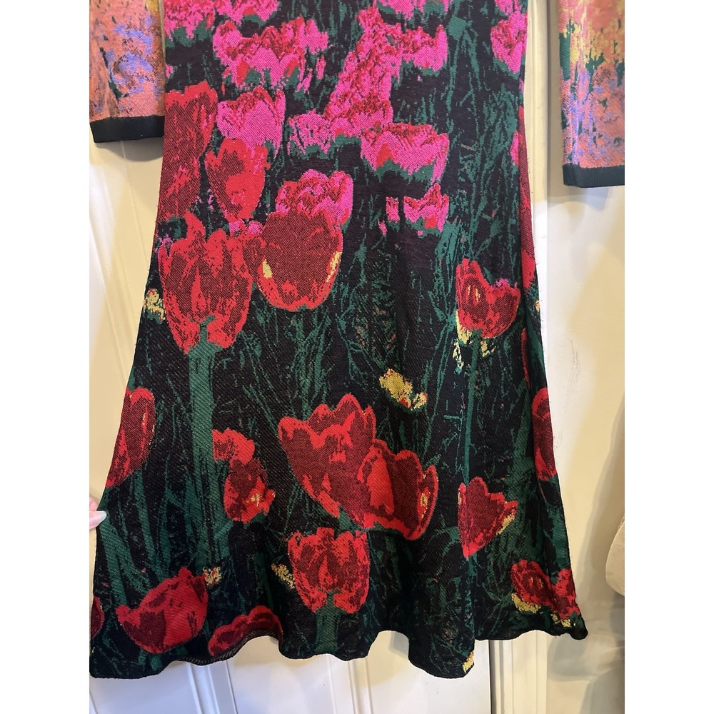 Anthropologie Aldomartins Wool Blend Floral Sweater Knit Midi Dress S Fairycore - Picture 4 of 16